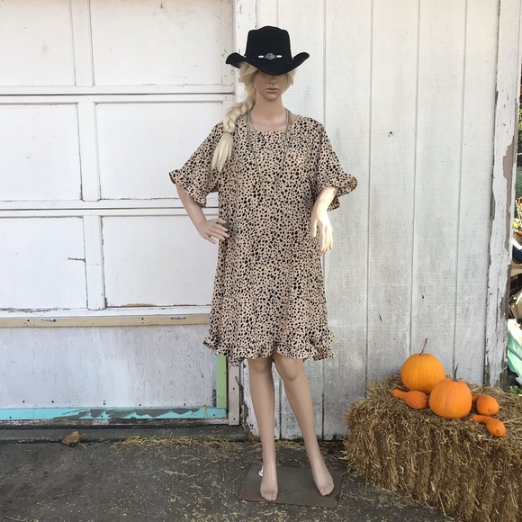 Nwt, cheetah print ruffled trim dress - Picture 5 of 12